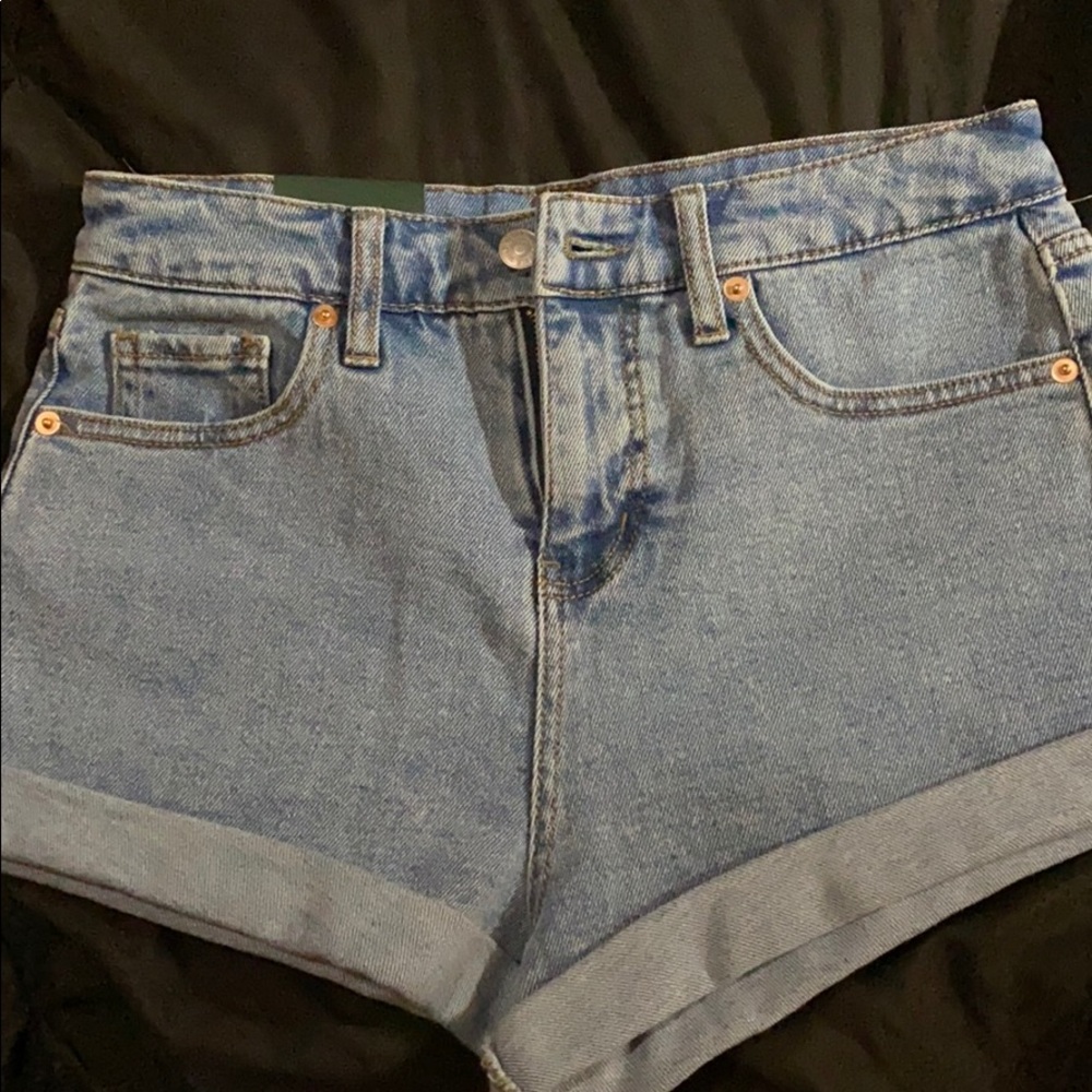 High rise denim shorts